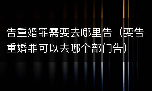 告重婚罪需要去哪里告（要告重婚罪可以去哪个部门告）