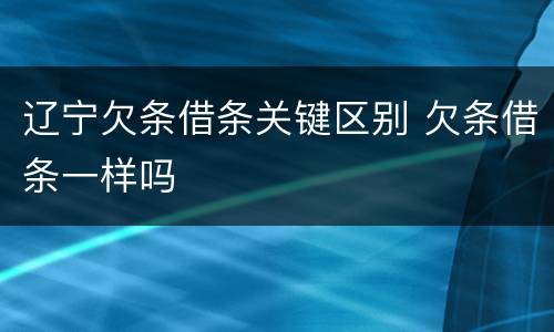 辽宁欠条借条关键区别 欠条借条一样吗