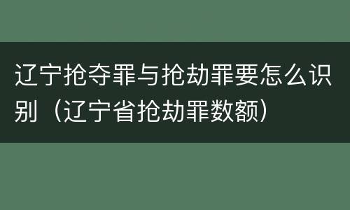 辽宁抢夺罪与抢劫罪要怎么识别（辽宁省抢劫罪数额）