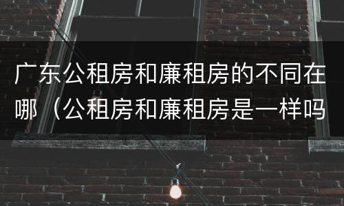广东公租房和廉租房的不同在哪（公租房和廉租房是一样吗）