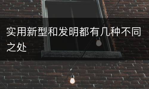 实用新型和发明都有几种不同之处