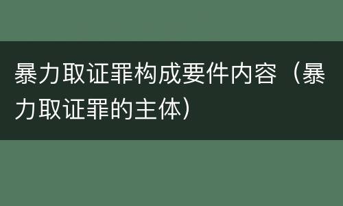 暴力取证罪构成要件内容（暴力取证罪的主体）