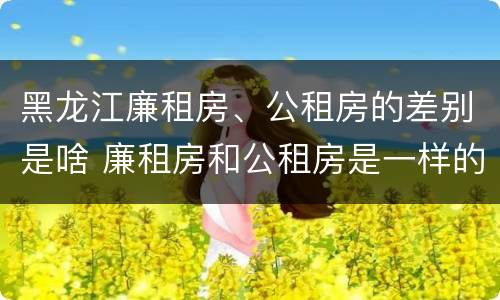 黑龙江廉租房、公租房的差别是啥 廉租房和公租房是一样的吗
