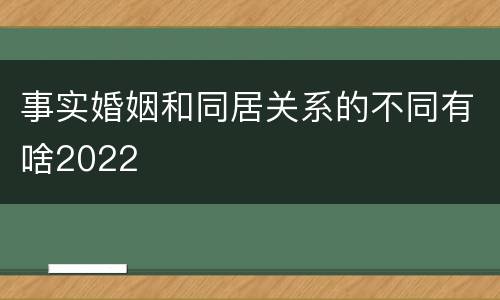事实婚姻和同居关系的不同有啥2022