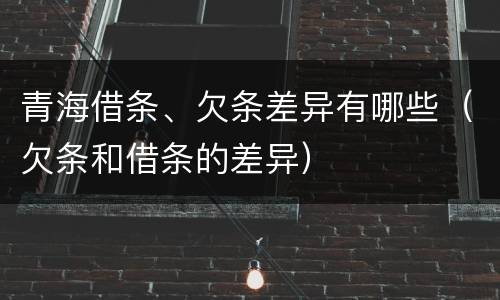 青海借条、欠条差异有哪些（欠条和借条的差异）