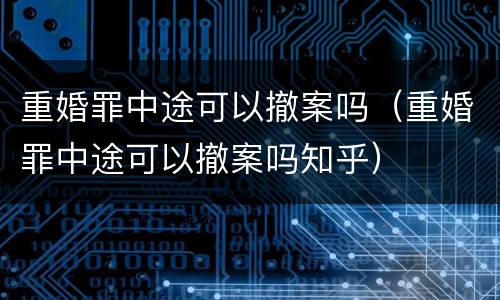 重婚罪中途可以撤案吗（重婚罪中途可以撤案吗知乎）