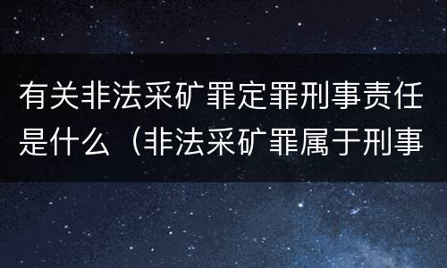 有关非法采矿罪定罪刑事责任是什么（非法采矿罪属于刑事案件吗）