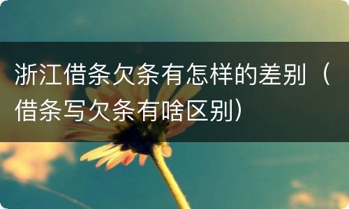 浙江借条欠条有怎样的差别（借条写欠条有啥区别）