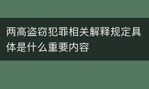 两高盗窃犯罪相关解释规定具体是什么重要内容