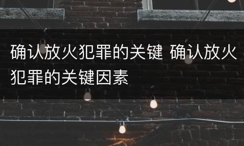 确认放火犯罪的关键 确认放火犯罪的关键因素