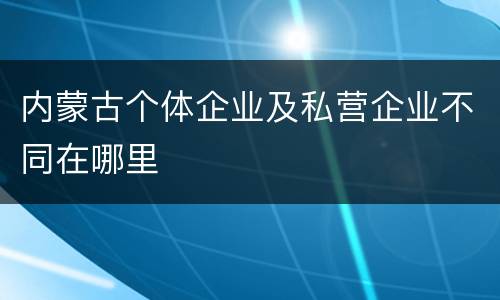 内蒙古个体企业及私营企业不同在哪里