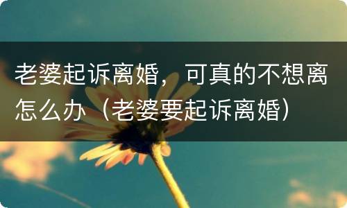 老婆起诉离婚，可真的不想离怎么办（老婆要起诉离婚）