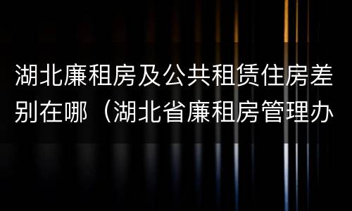 湖北廉租房及公共租赁住房差别在哪（湖北省廉租房管理办法）