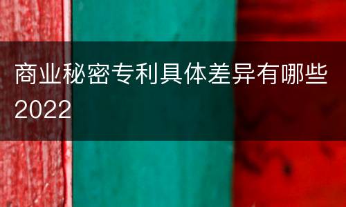 商业秘密专利具体差异有哪些2022