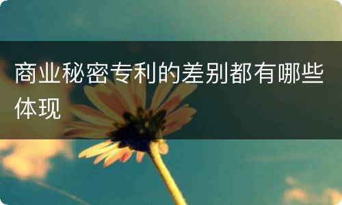 商业秘密专利的差别都有哪些体现
