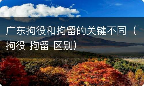 广东拘役和拘留的关键不同（拘役 拘留 区别）