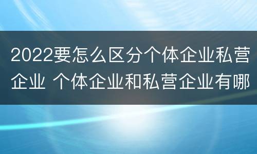 2022要怎么区分个体企业私营企业 个体企业和私营企业有哪些