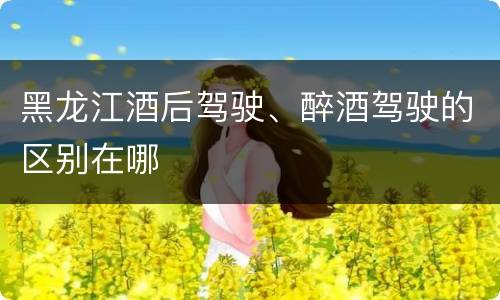黑龙江酒后驾驶、醉酒驾驶的区别在哪