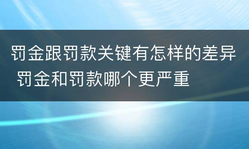 罚金跟罚款关键有怎样的差异 罚金和罚款哪个更严重