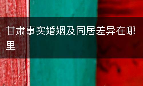 甘肃事实婚姻及同居差异在哪里