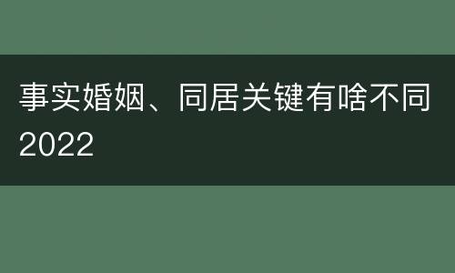 事实婚姻、同居关键有啥不同2022