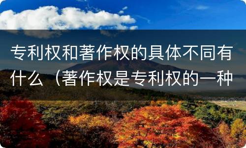 专利权和著作权的具体不同有什么（著作权是专利权的一种吗）
