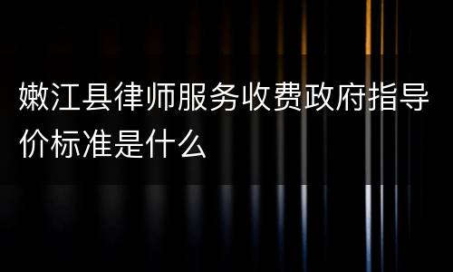 嫩江县律师服务收费政府指导价标准是什么