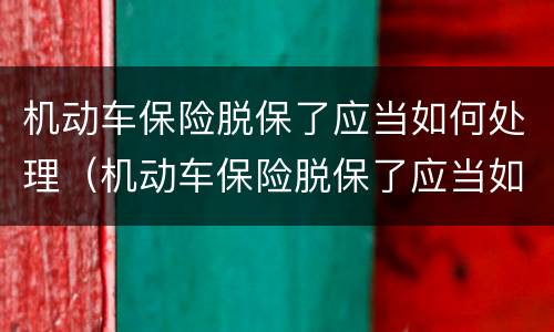 机动车保险脱保了应当如何处理（机动车保险脱保了应当如何处理违章）