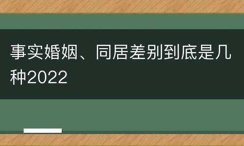 事实婚姻、同居差别到底是几种2022