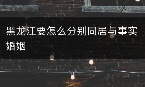 黑龙江要怎么分别同居与事实婚姻