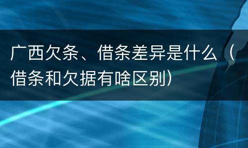 广西欠条、借条差异是什么（借条和欠据有啥区别）