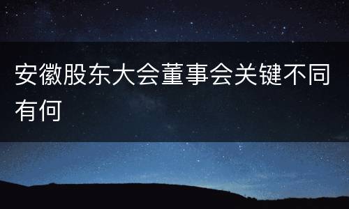 安徽股东大会董事会关键不同有何