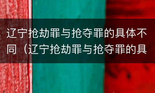 辽宁抢劫罪与抢夺罪的具体不同（辽宁抢劫罪与抢夺罪的具体不同点）