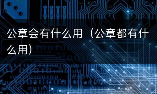 公章会有什么用（公章都有什么用）