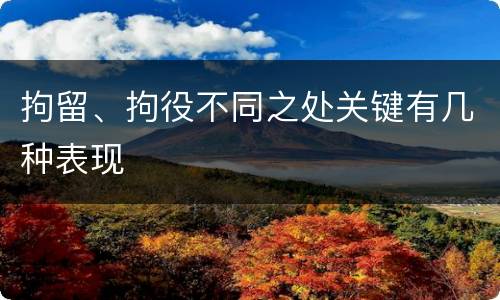 拘留、拘役不同之处关键有几种表现