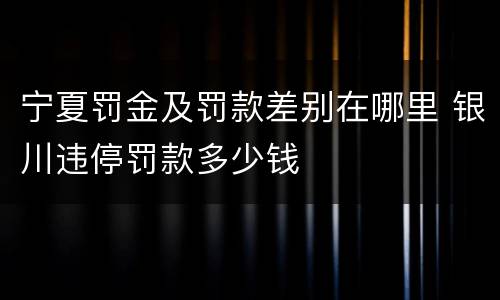宁夏罚金及罚款差别在哪里 银川违停罚款多少钱