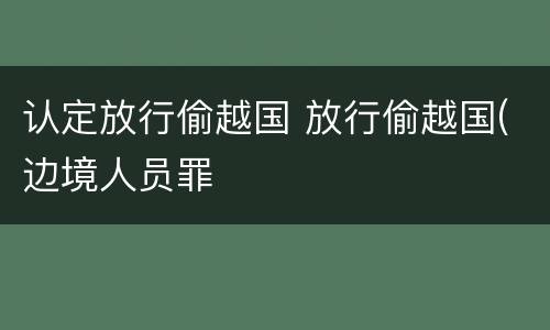 认定放行偷越国 放行偷越国(边境人员罪