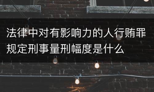 法律中对有影响力的人行贿罪规定刑事量刑幅度是什么