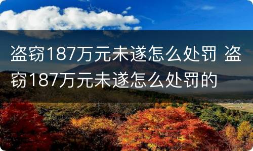 盗窃187万元未遂怎么处罚 盗窃187万元未遂怎么处罚的