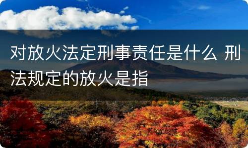 对放火法定刑事责任是什么 刑法规定的放火是指