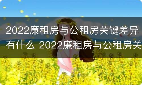 2022廉租房与公租房关键差异有什么 2022廉租房与公租房关键差异有什么影响