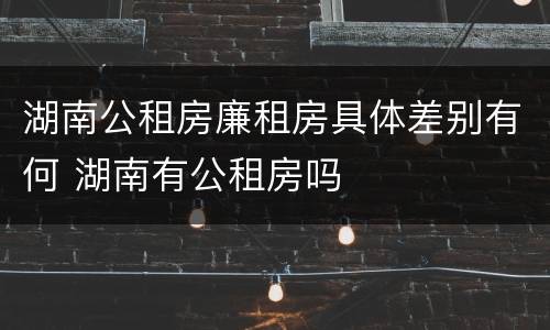 湖南公租房廉租房具体差别有何 湖南有公租房吗