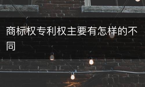 商标权专利权主要有怎样的不同