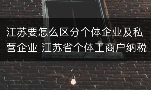 江苏要怎么区分个体企业及私营企业 江苏省个体工商户纳税标准规定