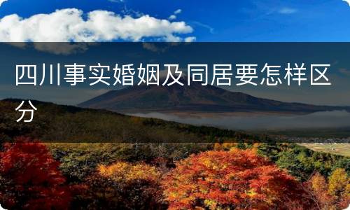 四川事实婚姻及同居要怎样区分