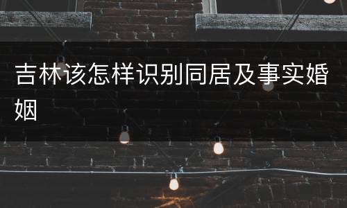 吉林该怎样识别同居及事实婚姻