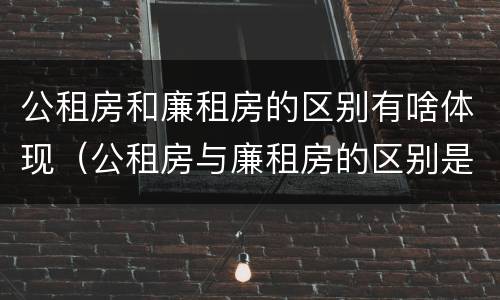 公租房和廉租房的区别有啥体现（公租房与廉租房的区别是什么）