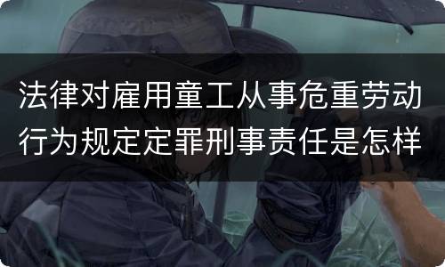 法律对雇用童工从事危重劳动行为规定定罪刑事责任是怎样