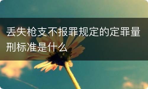 丢失枪支不报罪规定的定罪量刑标准是什么