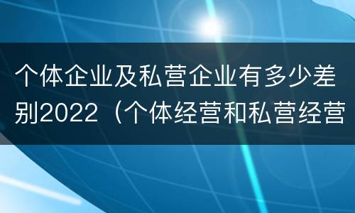 个体企业及私营企业有多少差别2022（个体经营和私营经营的区别）
